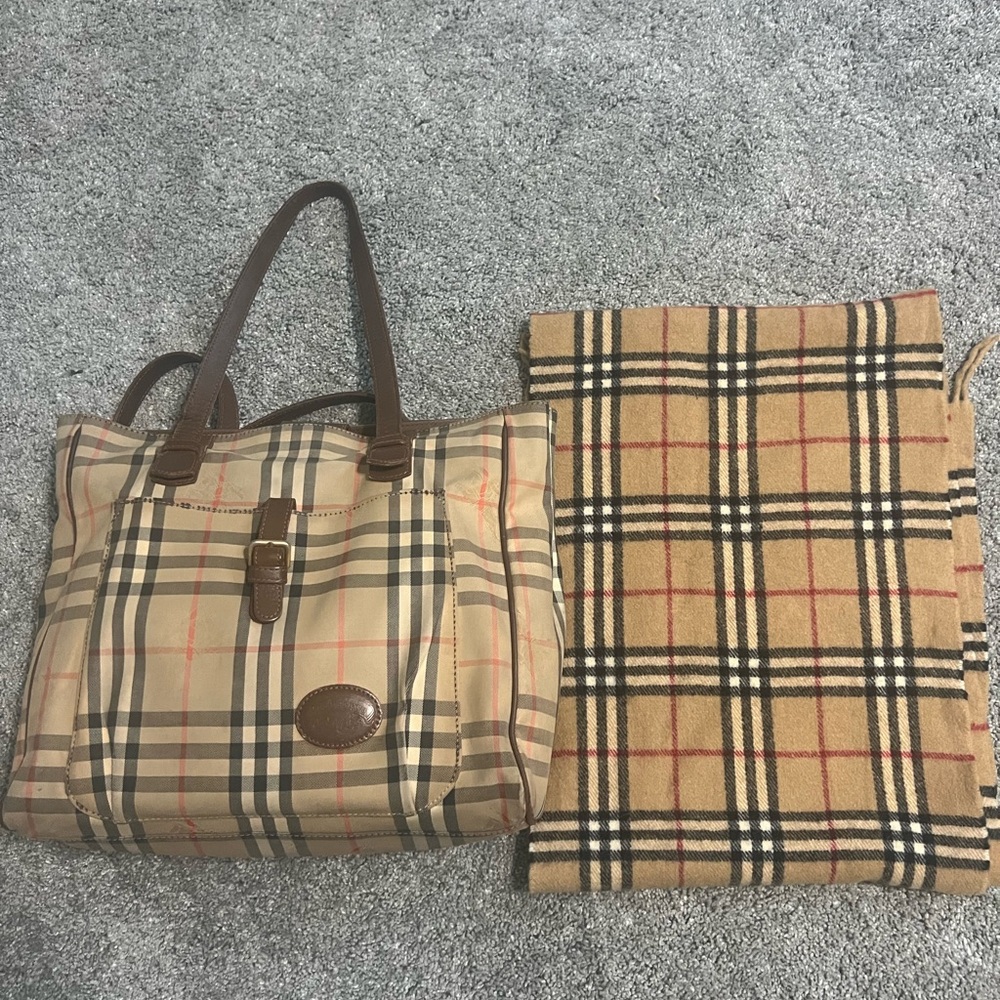 Authentic Burberry(s) scarf & shoulder bag